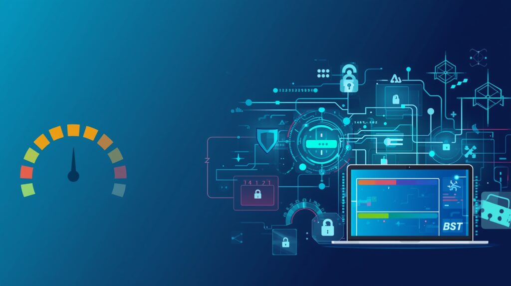 Free password strength meter and generator showing real-time entropy score, color-coded security bar, breach check, and strong password creation options